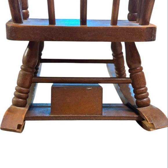 Miniature Doll baby Wooden musical Doll Rocking Chair - Picture 11 of 12